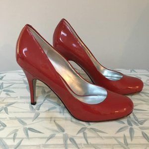 red paten leather heels